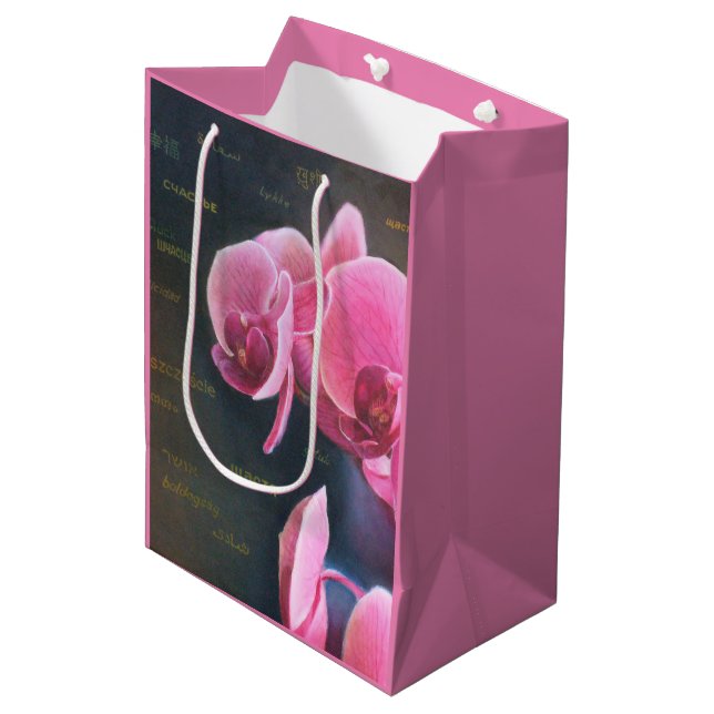 Sacola Para Presentes Média Geschenktüte mit Orchidee (Frente inclinada)