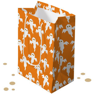 Sacola Para Presentes Média Ghost Halloween Orange