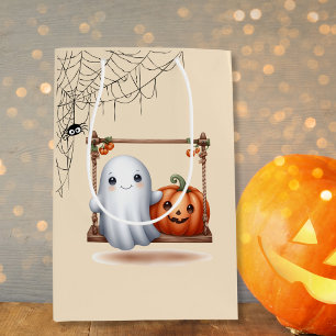 Sacola Para Presentes Média Ghost Pumpkin no Halloween