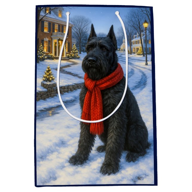 Sacola Para Presentes Média Giant Schnauzer Holiday  (Frente)