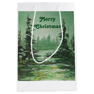 Sacola Para Presentes Média Gift Bag Ann Hayes - Floresta Verde de Pintura Pet