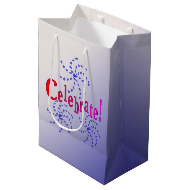 Sacola Para Presentes Média Gift Bag - Celebrar com Fireworks (Frente inclinada)