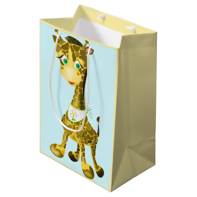 Sacola Para Presentes Média Gift Bag Happy Baby Giraffe - Engraçado (Frente inclinada)