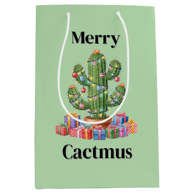 Sacola Para Presentes Média Gift Bag Medium-Feliz Cactmus (Frente)