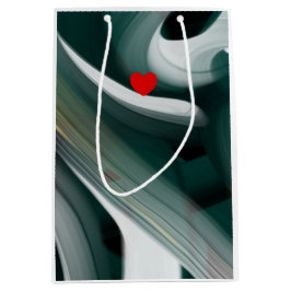 Sacola Para Presentes Média Gift Bag Trend Abstrato Art Black White Green