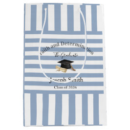 Sacola Para Presentes Média Gift Bags Blue White Stripe Graduation 2026