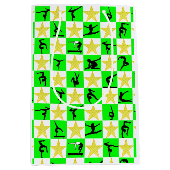 SACOLA PARA PRESENTES MÉDIA GINÁSTICA VERDE FESTIVA DESIGN (Frente)