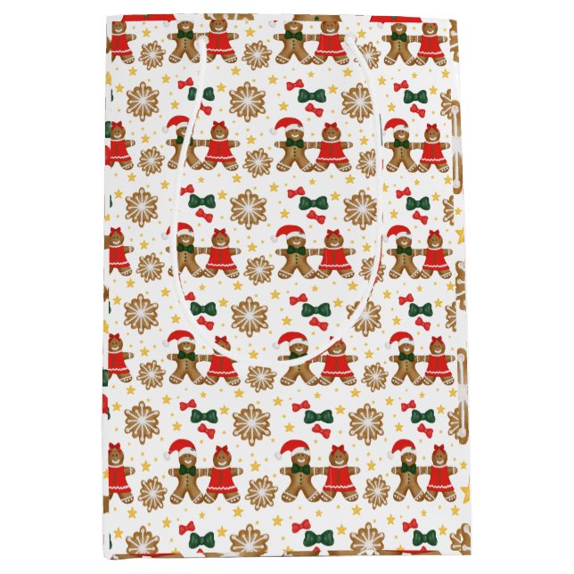 Sacola Para Presentes Média Gingerbread Friends Christmas Wrapping Paper (Frente)