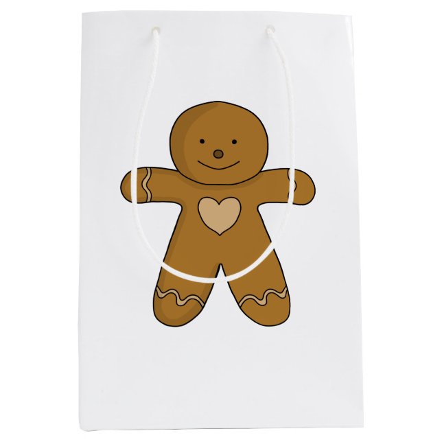Sacola Para Presentes Média GingerBread Man Christmas Cookie (Frente)