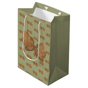 Sacola Para Presentes Média Gingercake Cookie Adicione seu nome Angel Olive