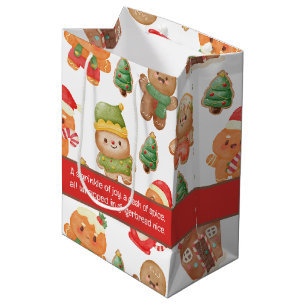 Sacola Para Presentes Média Gingercake Man Cookies Férias de Natal