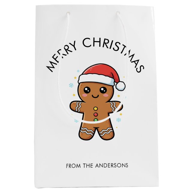 Sacola Para Presentes Média Gingerpão bonito com Natal (Frente)