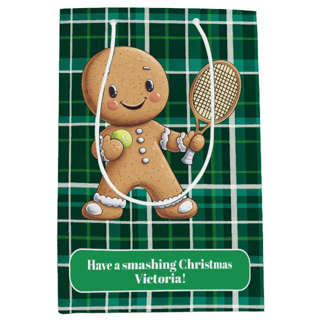 Sacola Para Presentes Média Gingerpão Tênis Grand Slam 🎾 🎄 texto personaliza (Frente)