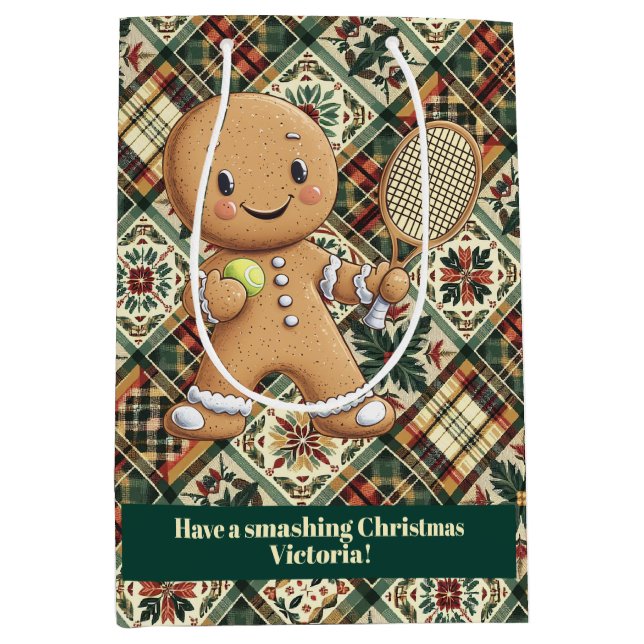 Sacola Para Presentes Média Gingerpão Tênis Grand Slam 🎾 🎄 texto personaliza (Frente)