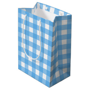 Sacola Para Presentes Média Gingham azul