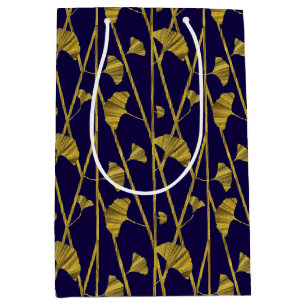 Sacola Para Presentes Média ginkgo dourado