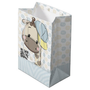 Sacola Para Presentes Média Girafa de Bebê Cartoon Personalizada