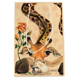 Sacola Para Presentes Média Girafa Romântica - Cavalheiro - Adicione Seu Texto