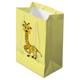 Sacola Para Presentes Média Giraffe Animal Art Kids Cute