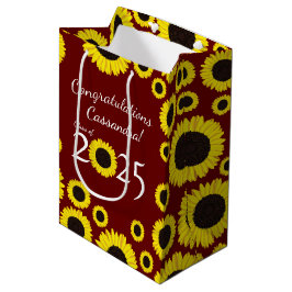 Sacola Para Presentes Média Girassóis Festa de formatura Maroon