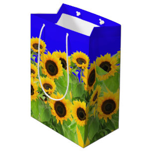 Sacola Para Presentes Média Girassóis - Liberdade Ucrânia Paz Bandeira Ucran