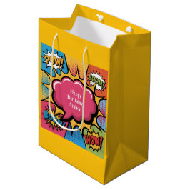 Sacola Para Presentes Média Girls’ Colorful Pop Art Birthday Party