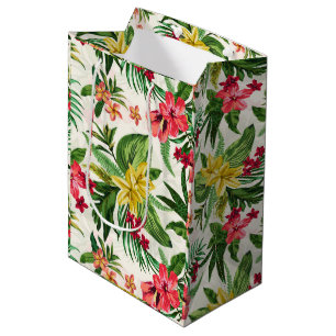 Sacola Para Presentes Média Girly Hibiscus Floral Pattern