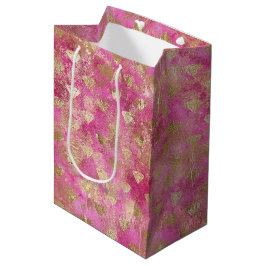 Sacola Para Presentes Média Girly Pink Dourado Glam Diamantes