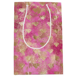 Sacola Para Presentes Média Girly Pink Dourado Glam Diamantes