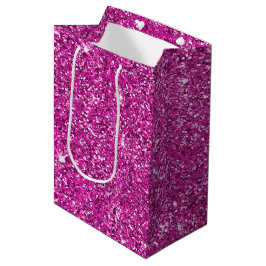 Sacola Para Presentes Média Girly Pink Glitter Sparkle