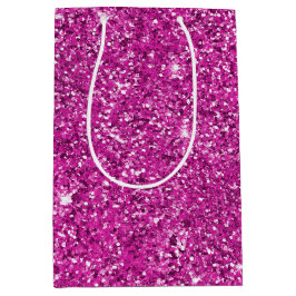 Sacola Para Presentes Média Girly Pink Glitter Sparkle
