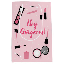 Sacola Para Presentes Média Girly Pink Makeup Glamor Birthday