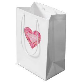 Sacola Para Presentes Média Glam Chic Love Diamond, Glam Arte em Coração Rosa