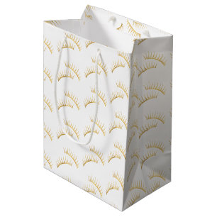 Sacola Para Presentes Média Glam Eyelashes Dourados