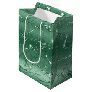 Sacola Para Presentes Média Glam Green Glittery Glitz