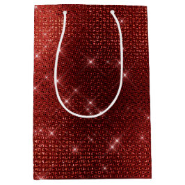 Sacola Para Presentes Média Glam Red Sparkle