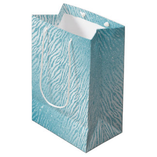 Sacola Para Presentes Média Glama de Lâmpada Azul de Impressão Animal