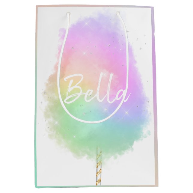 Sacola Para Presentes Média Glitor arco-íris de algodão doce, fofo (Frente)