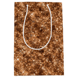 Sacola Para Presentes Média Glitter de Confetti de Bronze Dourado