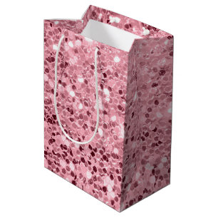Sacola Para Presentes Média Glitter Dourado de Rosa de Presente Médio de 7 lx