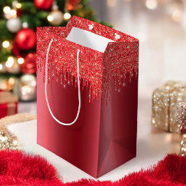 Sacola Para Presentes Média Glitter Glitter Glitter Dif Bag Vermelho Natal