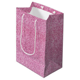 Sacola Para Presentes Média Glitter Rosa