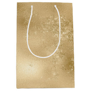 Sacola Para Presentes Média Glittery Sparkle Dourado