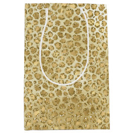 Sacola Para Presentes Média Glitzy Glam Dourada Glitter Leopardo
