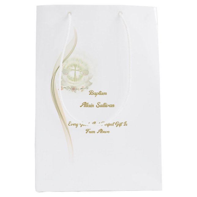 Sacola Para Presentes Média Glowing angels baptism  medium gift bags  (Frente)