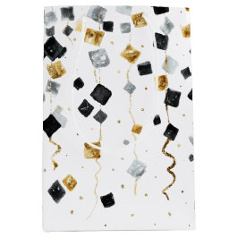 Sacola Para Presentes Média Gold Black Glam Confetti Christmas