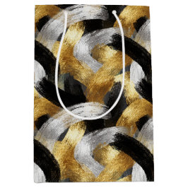 Sacola Para Presentes Média Gold Black Silver Glam Confetti Christmas