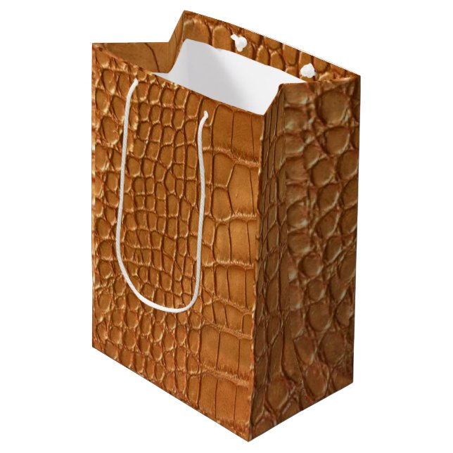Sacola Para Presentes Média Gold leather texture luxury  (Frente inclinada)
