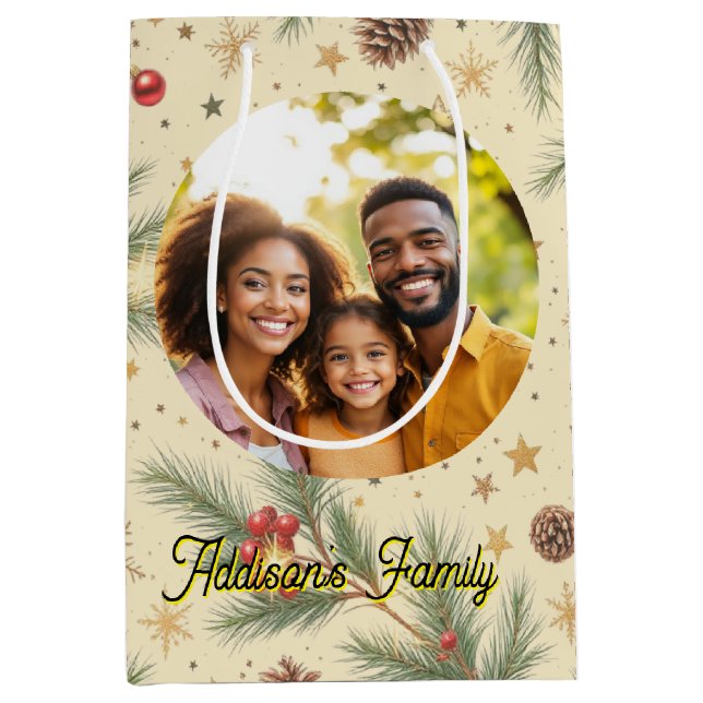 Sacola Para Presentes Média Golden Pine Frame (Frente)