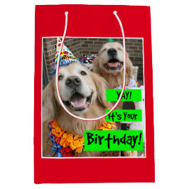 Sacola Para Presentes Média Golden retriever Yay seu seu aniversário
